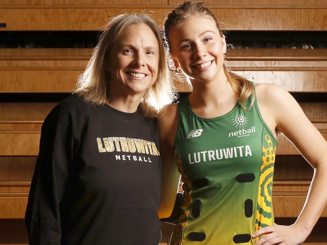 Fiona Geappen head coach with daughter Abbey Geappen who will play in the Netball Tasmania First Nations team heading to the pilot tournament.  Picture: Nikki Davis-Jones