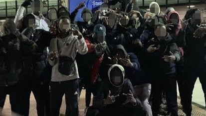 Eastside Drillers gang members at Footscray Station. Picture: Instagram