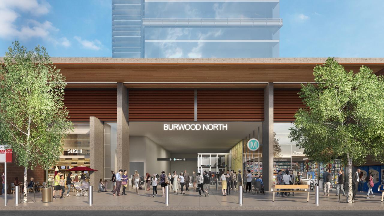 An artist’s impression of the planned Sydney Metro station at Burwood, in Sydney’s inner west.