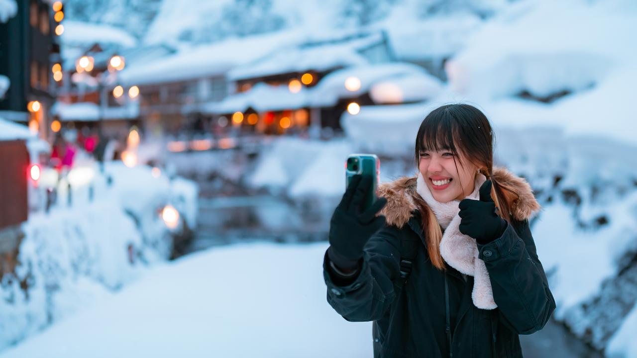 Tourists hunt for the perfect photo at Ginzan Onsen in Yamagata, Japan. Picture: iStock