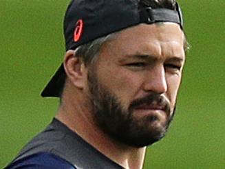 PERTH, AUSTRALIA - AUGUST 08:  Adam Ashley-Cooper of the Wallabies speaks with team manager Pat Molihan during an Australian Wallabies training session at the WACA on August 08, 2019 in Perth, Australia. (Photo by Will Russell/Getty Images)