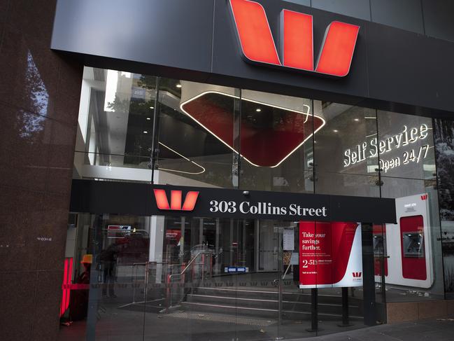 Westpac Bank signage is seen in Melbourne, Sunday, 5 May 2019. Westpac is due to deliver in financial half year results tomorrow, Monday 6 May, 2019. (AAP Image/Ellen Smith) NO ARCHIVING