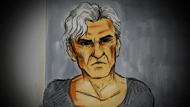 A court sketch of former AFL player and coach Dean Laidley during a bail hearing at Melbourne Magistrates Court in May 11. Picture: AAP