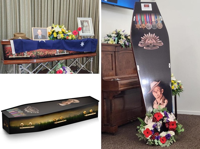 Private Raymond Wilson was buried in a custom Coffin Creative design. Photo: Contributed