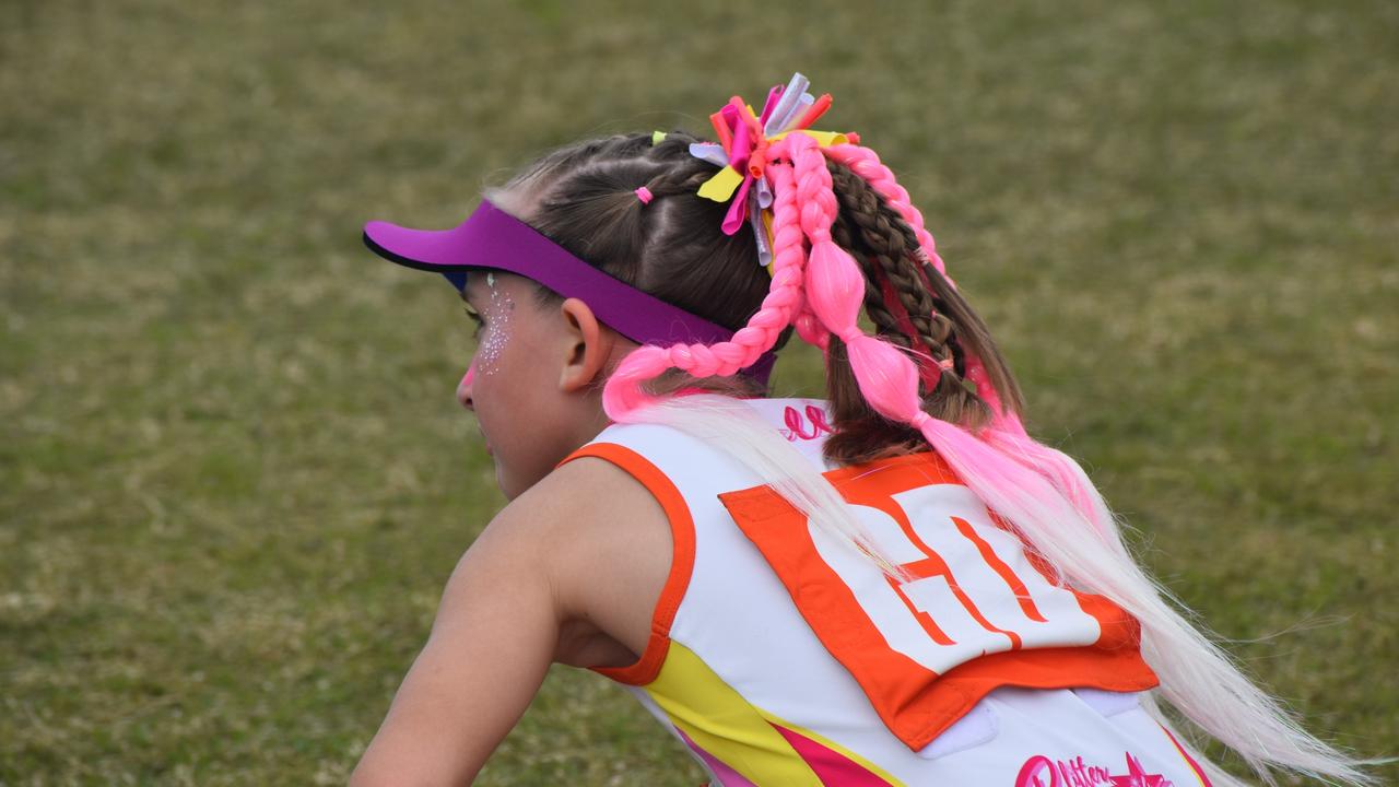 On court at the Cap Coast Junior Netball Carnival at the Barmaryee Multi Sports Precinct, Yeppoon, on August 11, 2024. Photo: Pam McKay
