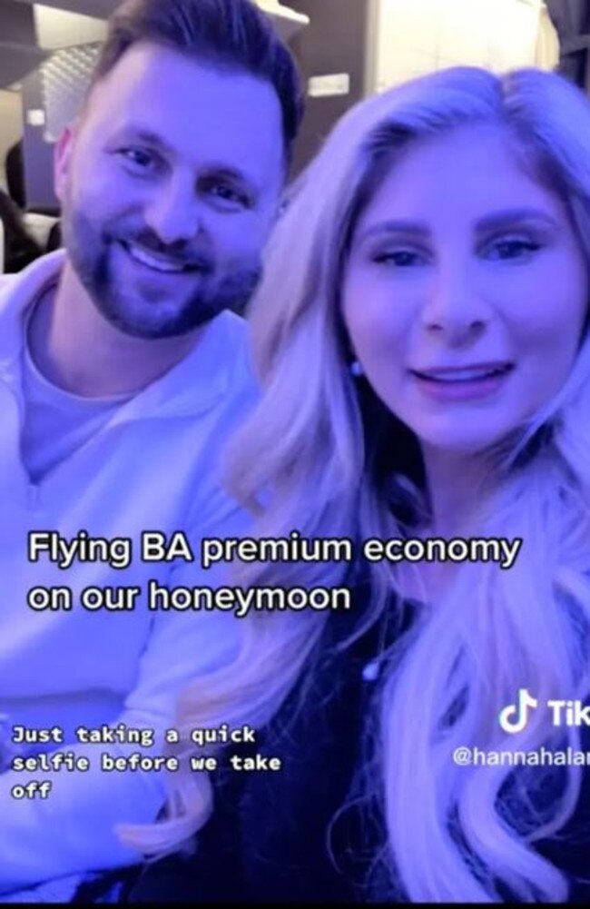 The newlyweds were flying the coop to the Maldives to celebrate their nuptials. Picture: TikTok/hannahalamode