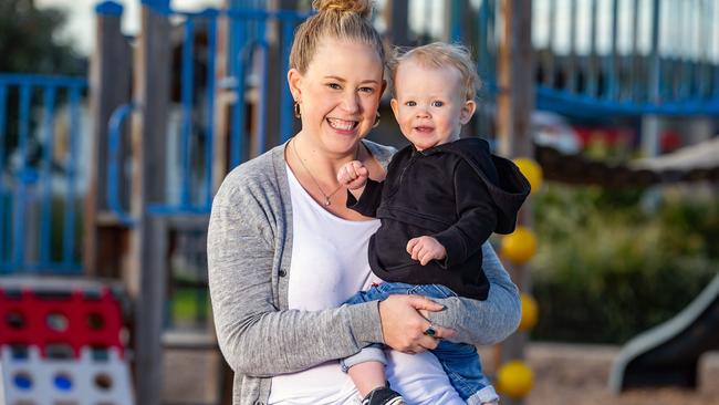 New mum Nicole said she was really lucky finding the care she did for 13-month-old son Mawson. Picture: Sarah Matray