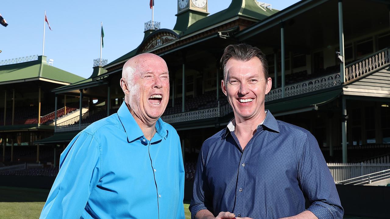 Kerry O'Keeffe and Brett Lee after joining FOX Sports’ cricket commentary team ahead of the Australian summer.