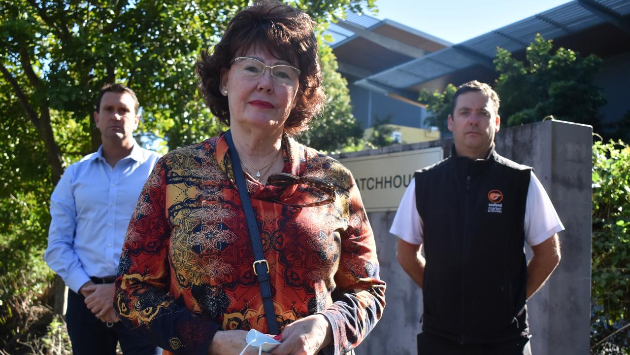 Ninderry MP Dan Purdie, Sunshine Coast Neighbourhood Watch member Edith Blanck, and Caloundra resident Matt Taylor are disappointed with the state government's plans to turn the Caloundra Watchhouse into a youth remand centre. Picture: Tegan Annett