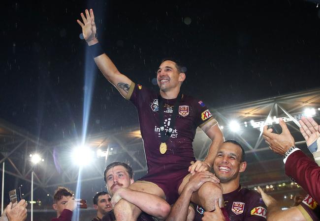 Billy Slater chaired from the field after his final Origin match (Photo by Mark Kolbe/Getty Images)