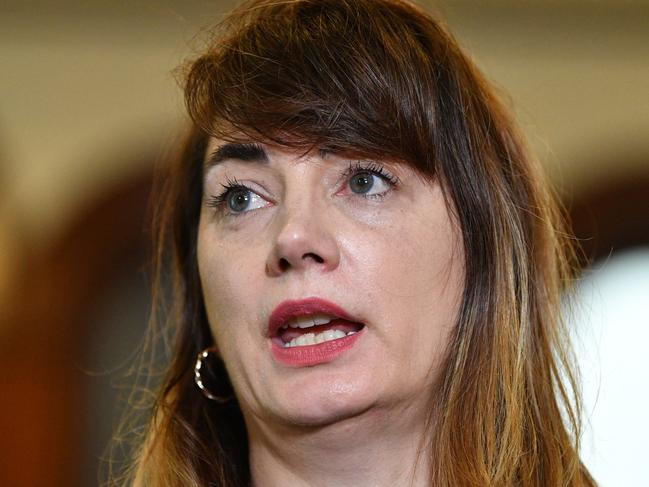 Minister for Human Services Michelle Lensink, is seen at a media conference at Old Parliament House in Adelaide, Tuesday, June 16, 2020. The independant disability taskforce was created after the death of Ann Marie Smith. (AAP Image/David Mariuz) NO ARCHIVING