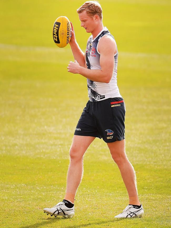 Keath at Crows training at Football Park last month. Picture: Daniel Kalisz/Getty Images