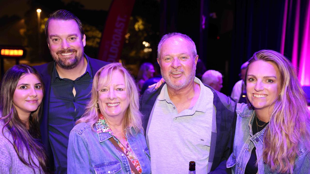 Jane Elliott, Kevin Elliott, Glenda Mooradian, Paul Mooradian and Kat Hanna at the Pacific Airshow Gold Coast welcome party 2024 at HOTA for Gold Coast at Large. Picture, Portia Large.