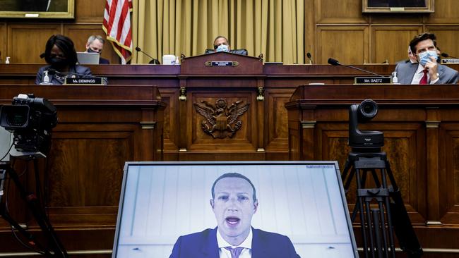 Facebook CEO Mark Zuckerberg testifying before the House Judiciary in July 2020. Picture: AFP