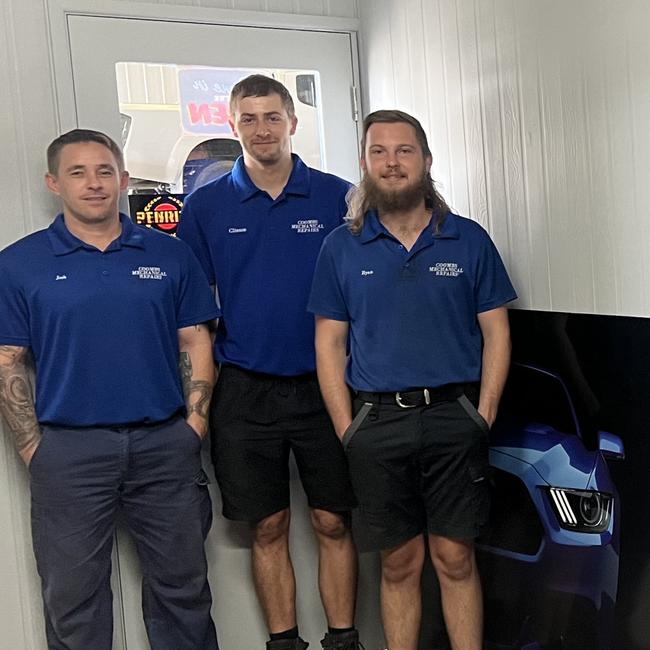 The Coombs Mechanical Repairs team have serviced the community for decades and recently unveiled new signage at their Gladstone shop. Picture: Supplied