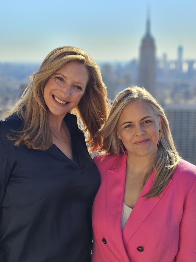 Liza-Jane Sowden at Top of the Rock Observatory Deck in New York, with Australian of the Year Taryn Brumfitt. Picture: Jennifer Mitchell