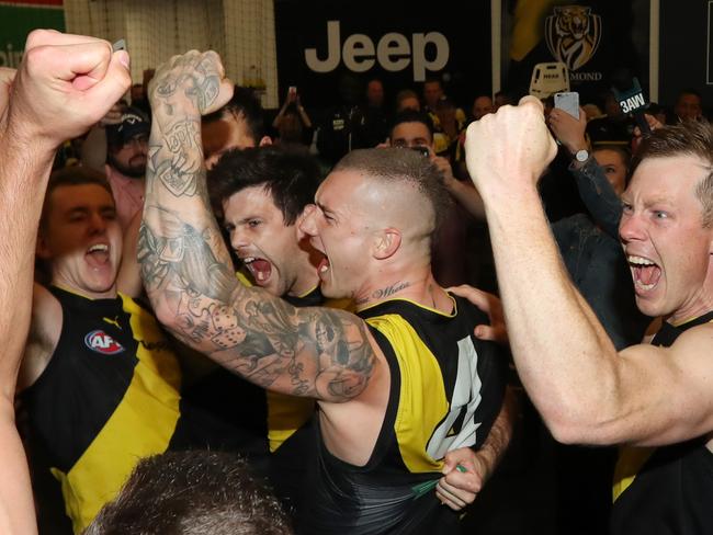 Richmond celebrate their win. Picture: Alex Coppel