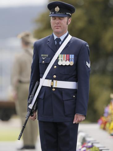 The annual remembrance day ceremony is held at the Cenotaph, Hobart, Tasmania. Picture: MATT THOMPSON.