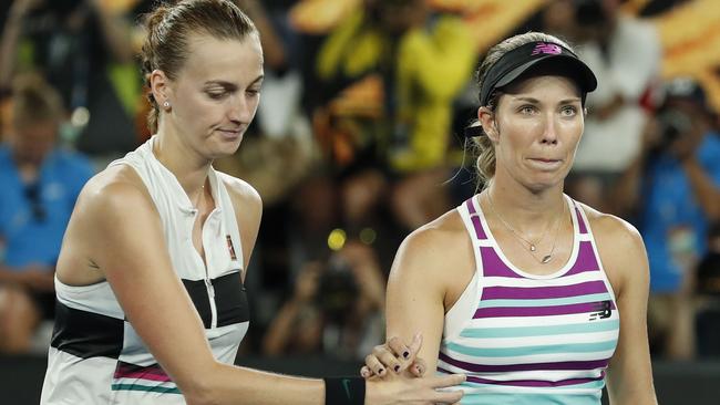 The two combatants shake hands after the match. Picture: AAP