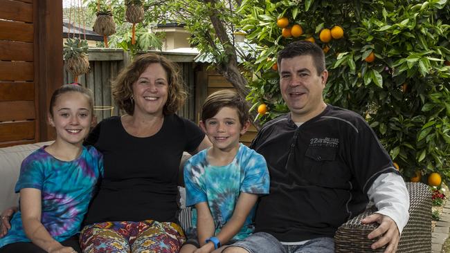 Tracey Duffy with her husband Richard Nowak and daughter Chelsea, 12, and son Kai, 9. Picture: Annika Enderborg