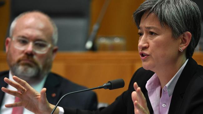 Shadow Minister for Foreign Affairs Penny Wong at a Senate Estimates hearing at Parliament House in Canberra, Thursday, October 24, 2019. Picture: AAP