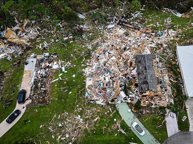 Aerial view of destroyed houses in Port St Lucie, Florida, after a tornado hit the area and caused severe damage as Hurricane Milton swept through Florida. Picture: AFP