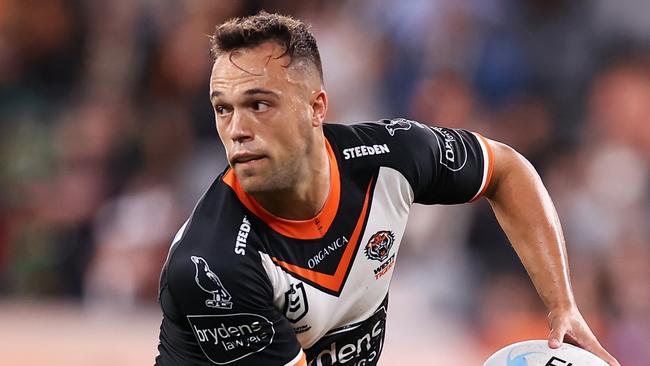 Luke Brooks fired a shot at Tigers officials over leaks to the media. Picture: Mark Kolbe/Getty Images