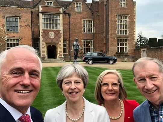 Malcolm Turnbull, Theresa May, Lucy Turnbull and Philip May at Chequers (SOURCE: Malcolm Turnbull's instagram)