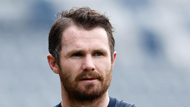 GEELONG, AUSTRALIA - MAY 10: Patrick Dangerfield of the Cats looks on during the Geelong Cats training session at GMHBA Stadium on May 10, 2023 in Geelong, Australia. (Photo by Dylan Burns/AFL Photos via Getty Images)