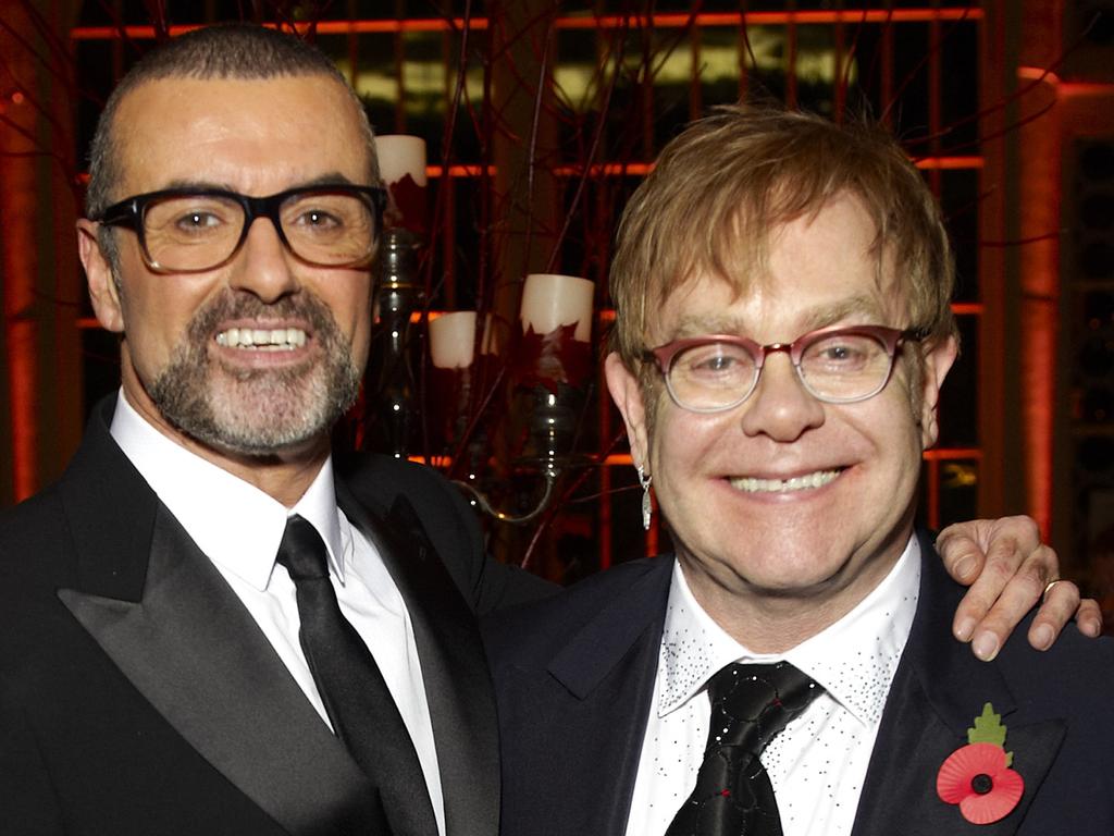 George Michael and Sir Elton John attend a charity performance benefiting the Elton John AIDS Foundation's newly created Elizabeth Taylor Memorial Fund at the Royal Opera House on November 6, 2011 in London, England. Picture: Getty