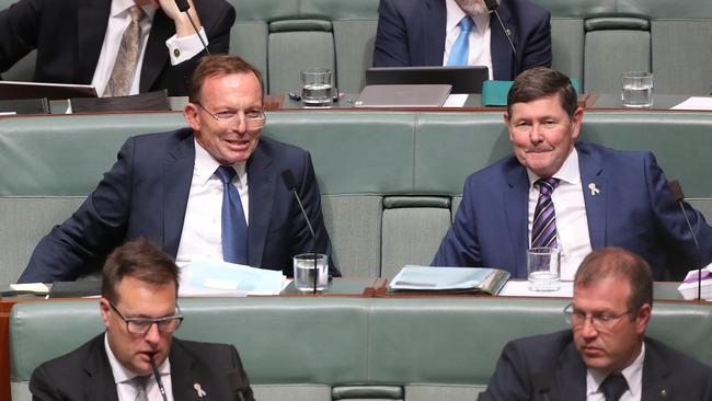 Tony Abbott during Question Time in the House of Representatives Chamber in Canberra on Monday. Picture: Kym Smith