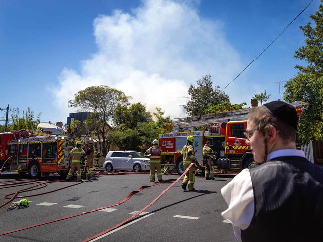 The house fire broke out about 2.45pm on Thursday. Picture: Mark Stewart