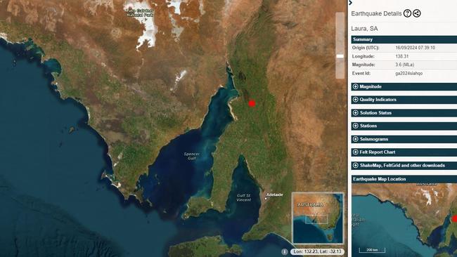 The 3.6 magnitude earthquake started near Pt Pirie. Picture: Geoscience Australia