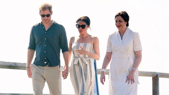 The Premier chats with Prince Harry and his wife Meghan Markle. Picture: News Regional Media