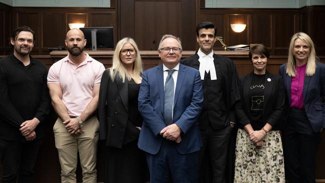 Tasma Walton (second from right) promoted the new series at a WA event today with (from left to right) Ben Young, Luke Pegler, Alison Hurbert-Burns, Hon David Templeman, Fayssal Bazzi and Rikki Lea Bestall. Photograph by David Dare Parker