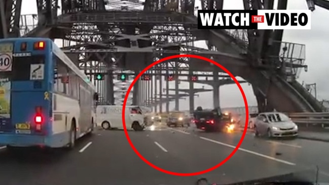 Dashcam footage captures horrific collision on Sydney Harbour Bridge