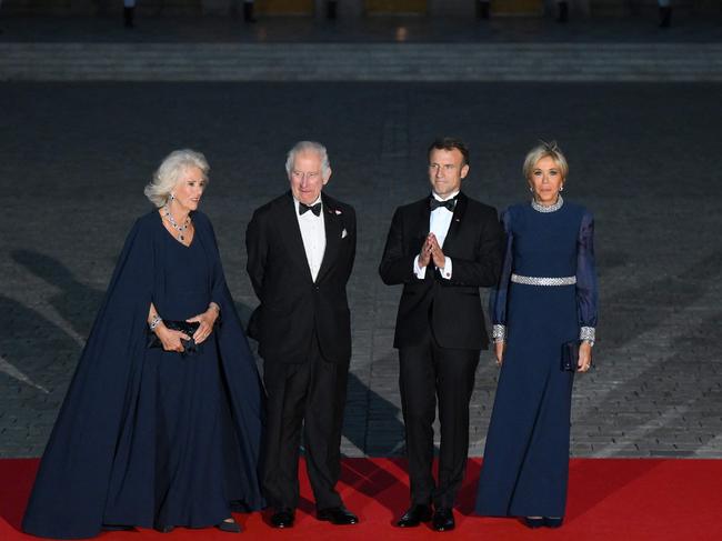 Queen Camilla and King Charles were hosted by President Macron and his wife Brigitte at the State Banquet on Wednesday. Picture: Daniel Leal/Pool/AFP