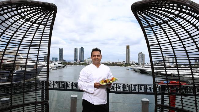 Kokum, a sophisticated Indian restaurant is about to open at Palazzo Versace Hotel and pictured is head chef Sabir Merchant (dish is Sambal Burramundi with masala caviar) Picture David Clark