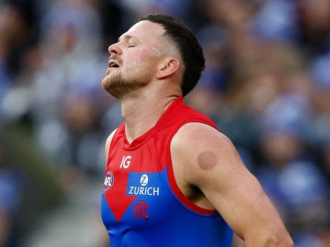 Steven May trained with Melbourne teammates on Wednesday. Picture: Michael Willson/AFL Photos via Getty Images