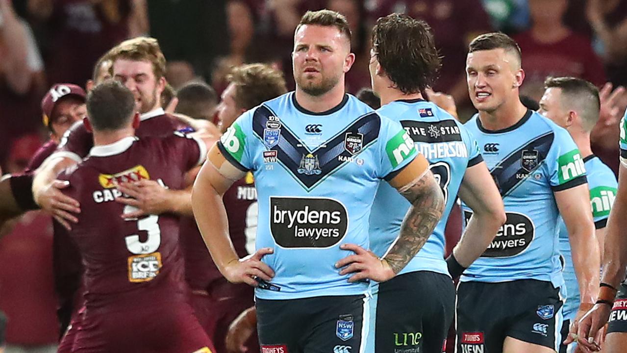 Blues leave the field after losing game three of the 2020 State of Origin series.
