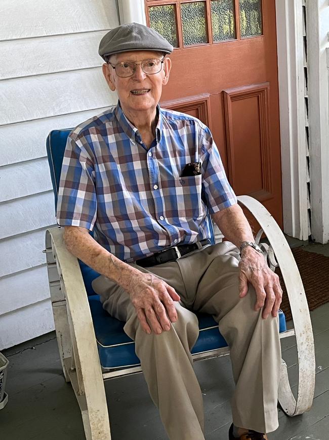 Dr O’Hagen outside his home at 69 Chester Rd, Annerley on his 102nd birthday Photo: Supplied