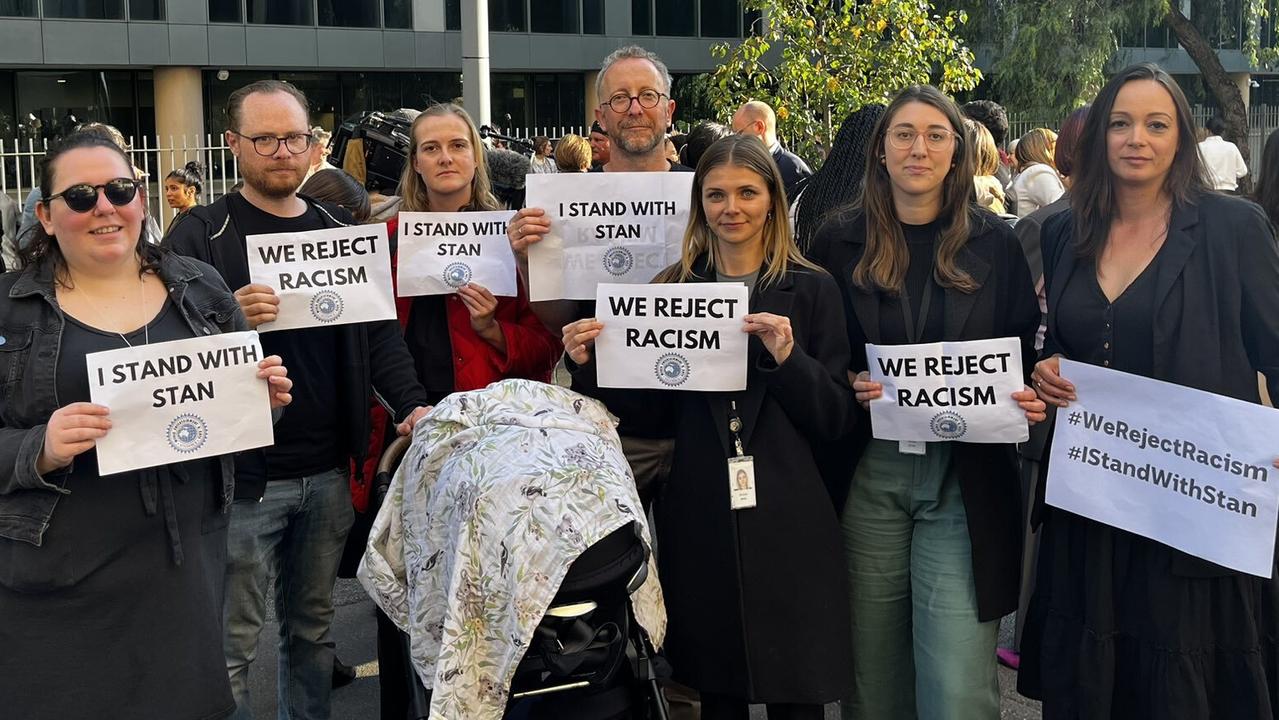 Staff at the ABC's Ultimo studios walk out in protest over the departure of Q+A host Stan Grant. Picture: Tyron Butson/ Twitter