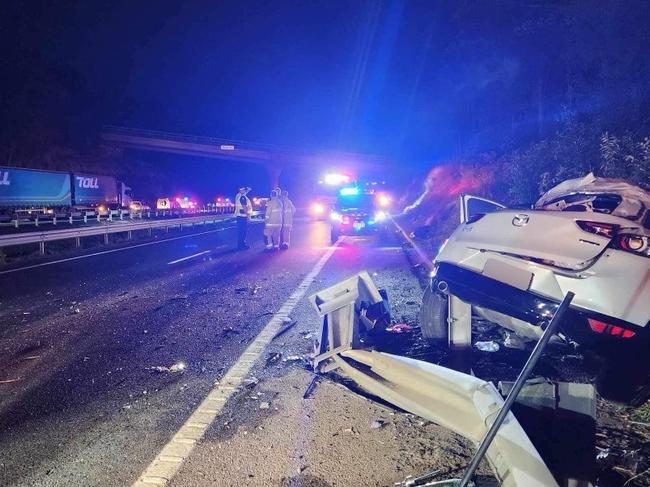 Six people, including one pre-teen boy, were taken to hospital after five separate crashes on the Bruce Hwy at Tanawha on Sunday night, July 2. Photos: Contributed