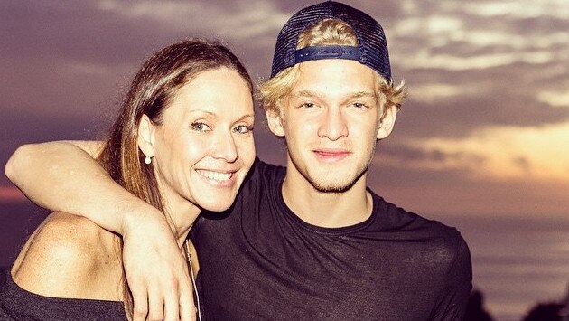 Angie Simpson with her son, singer turned professional swimmer Cody Simpson.