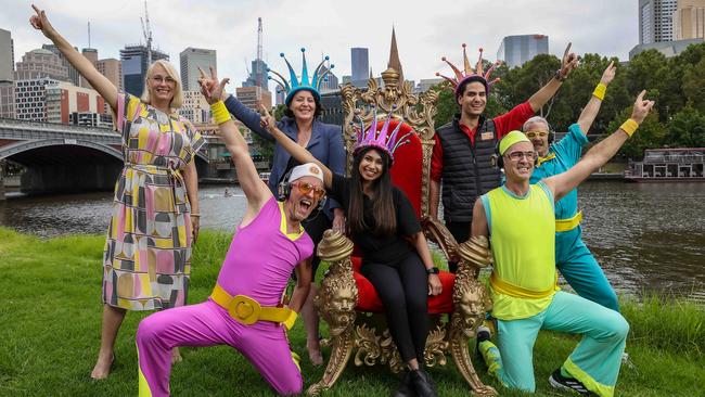 Moomba Festival 2021 Monarchs are revealed at launch along the Yarra River. Lord Mayor Sally Capp introduces the Monarchs – Infectious Diseases Physician Professor Kirsty Buising, cleaner Pravini Fernando and Coles supermarket worker Drew Law. Picture: Ian Currie