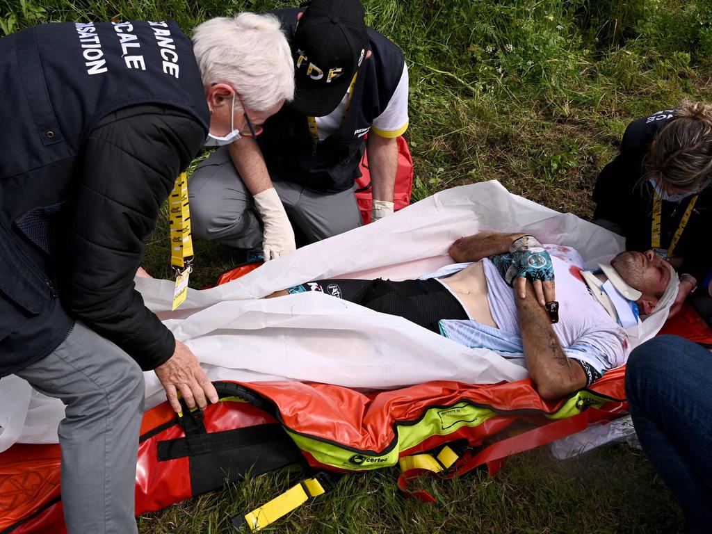 Medics sprung into action (Photo by Anne-Christine POUJOULAT / various sources / AFP).