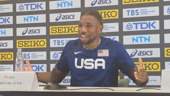 Noah Lyles has called out the NBA's use of "World Champions". Photo: Twitter