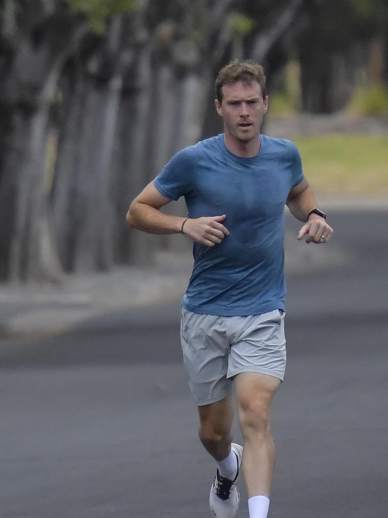 Rohan Dennis, pictured jogging near his Medindie home.