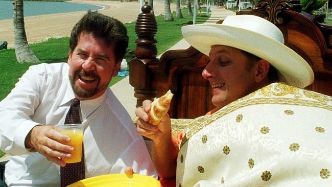 The then-Mayor Tony Mooney and radio identity Steve Price have a picnic before the official opening at The Strand 25 years ago.