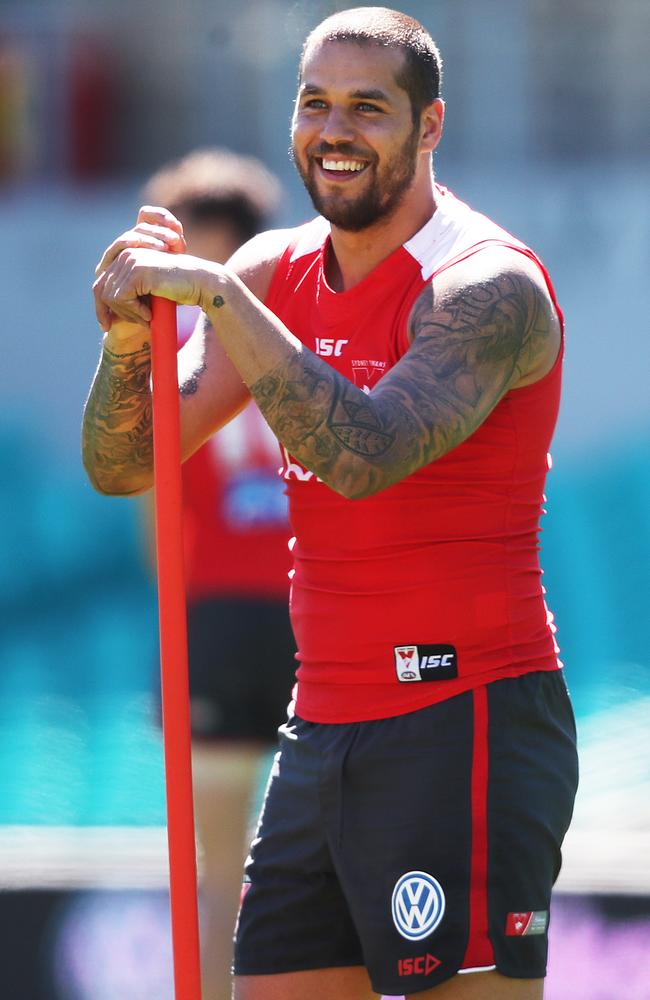 Lance Franklin during a Swans open training session at the SCG. Picture: Phil Hillyard